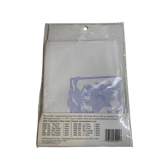 Bucilla Stamped Fabric Bible Cover Kit Lilies 64201 - Picture 4 of 6